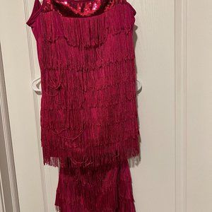 Brand New Express Hot pink fringe Mini Skirt and Top.